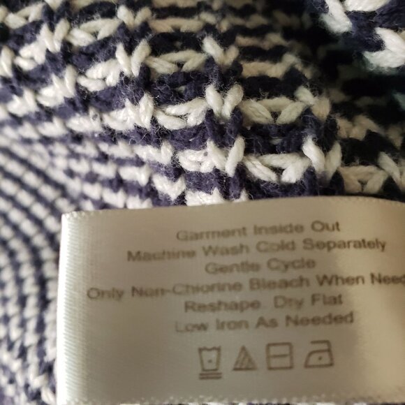 Boston Proper Womens Navy White Cardigan Sweater Size S 60 Cotton 40 Acrylic EUC - Picture 6 of 10